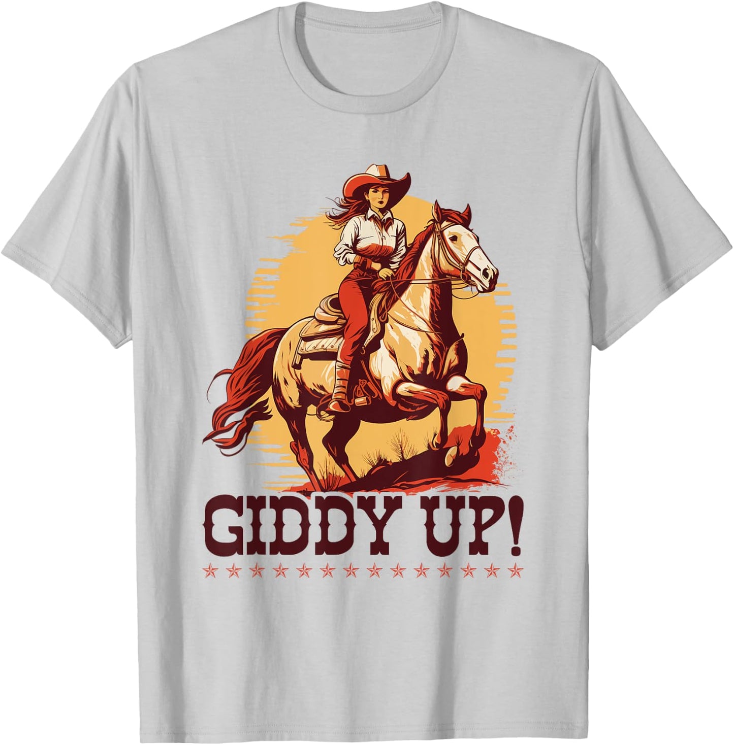 Country Giddy Up, Bronc Horse Riding Giddy Up Cowgirl T-Shirt - T-Shirt | Ash