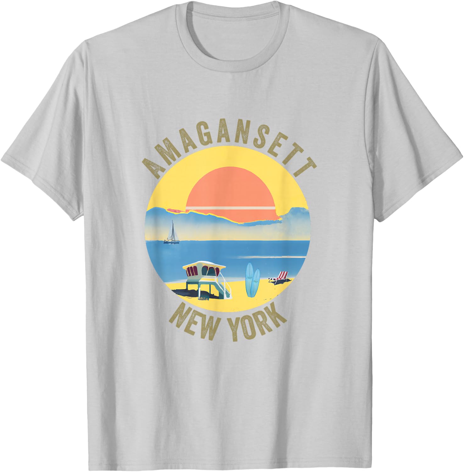 Amagansett Souvenir Apparel - Retro Vintage Amagansett T-Shirt - T-Shirt | Ash