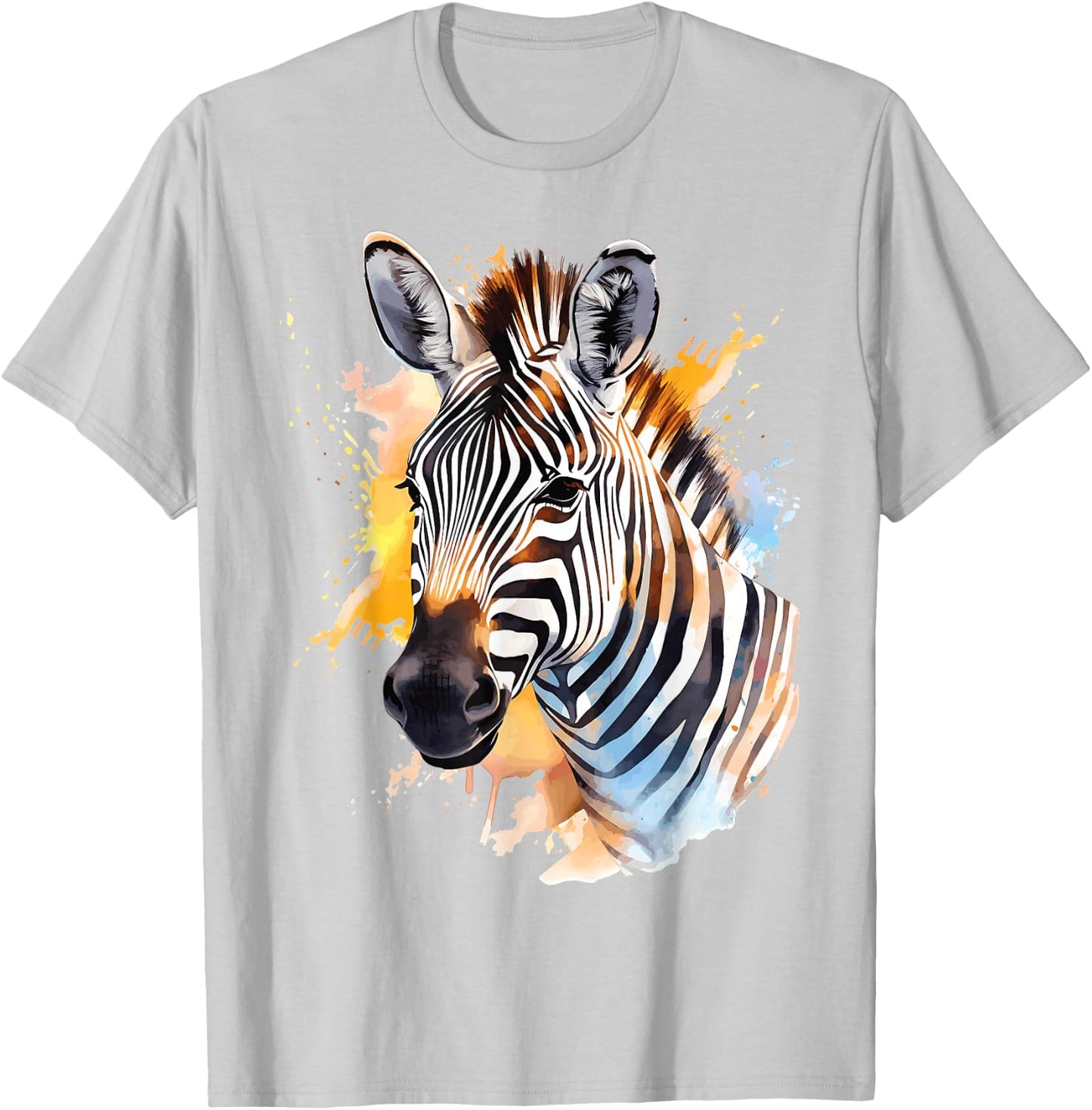 Cute Zebra Watercolor Art T-Shirt - T-Shirt | Ash