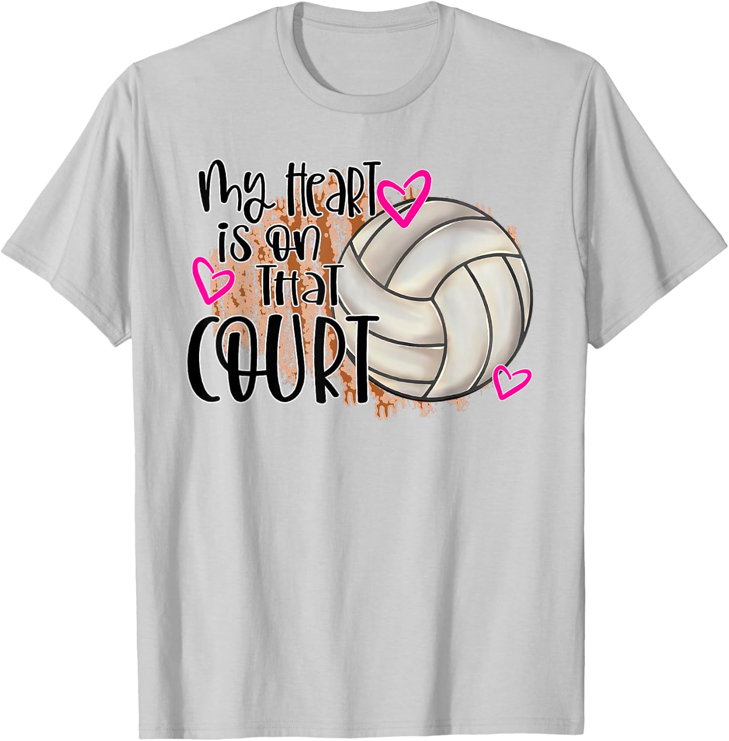My Heart is On That Court Cute Volleyball Mom Game Day Volle T-Shirt - T-Shirt | Ash