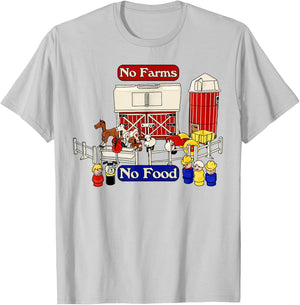 Little People Family Farm - No Farms No Food T-Shirt - T-Shirt | Ash