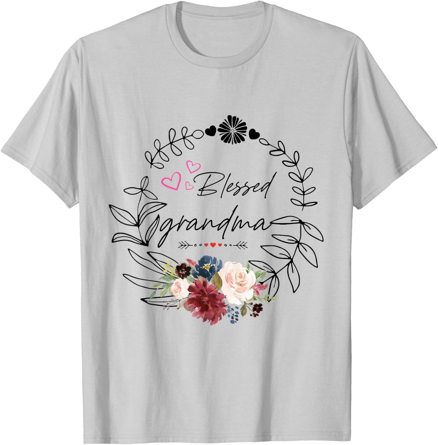Blessed grandma Floral est 2022 funny floral mother's day T-Shirt - T-Shirt | Ash