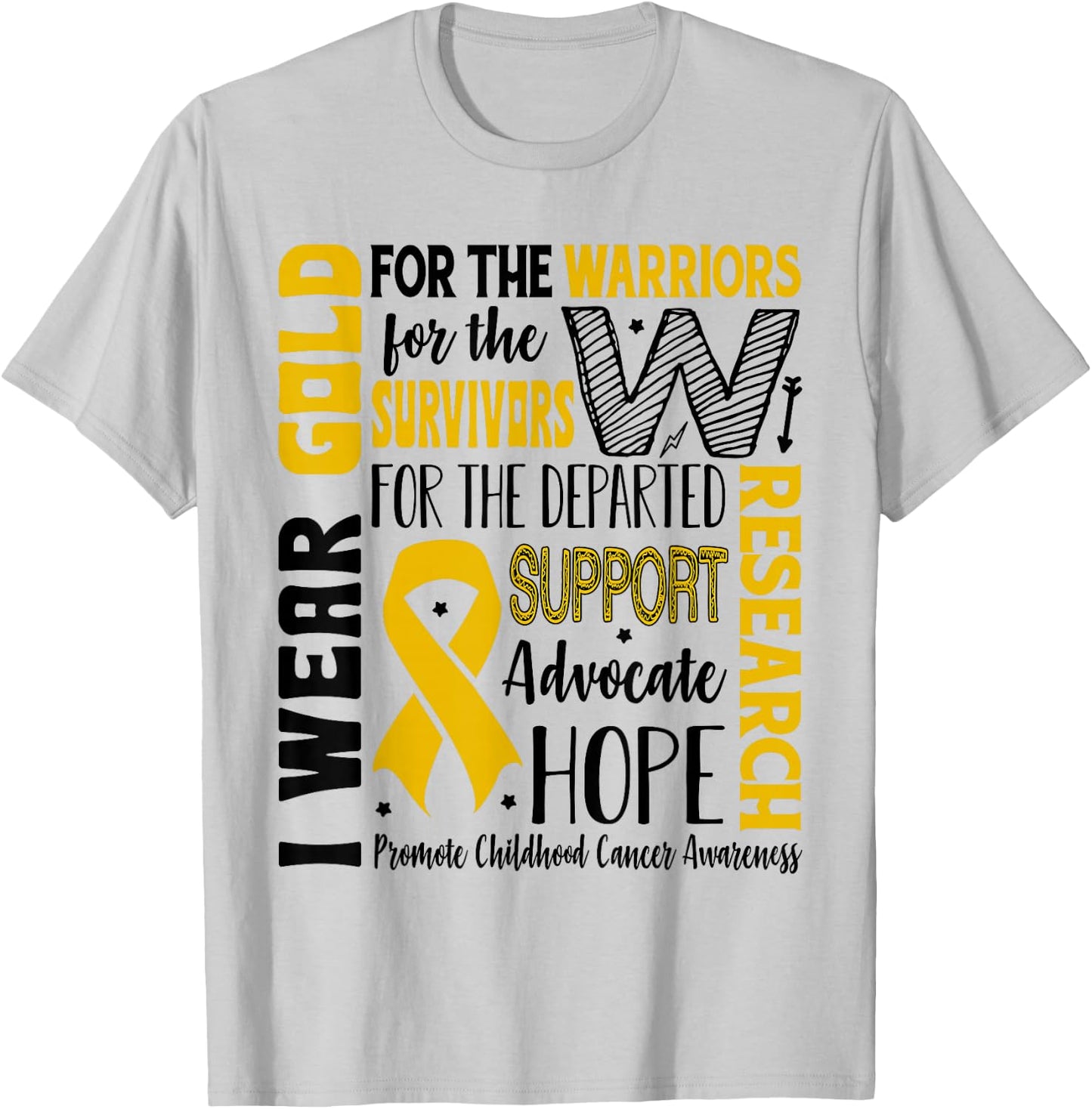 Gold for a Child Fight Warriors Childhood Cancer Awareness T-Shirt - T-Shirt | Ash