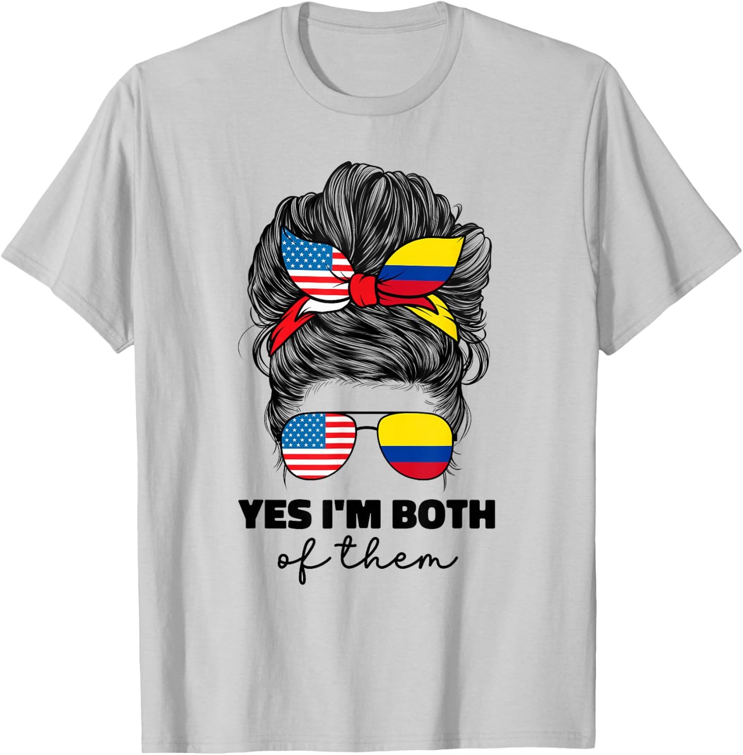 Half Colombian Half American Usa America Colombia Flag Girl T-Shirt - T-Shirt | Ash