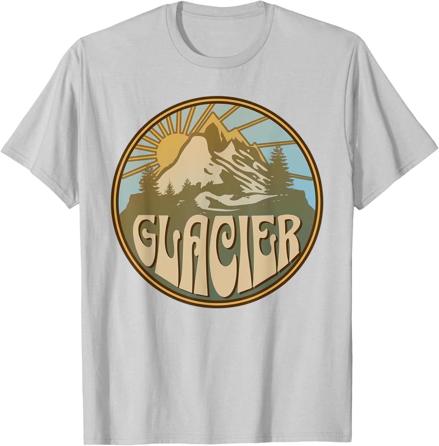 Glacier Montana Nature Mountains Hiking Outdoors T-Shirt - T-Shirt | Ash