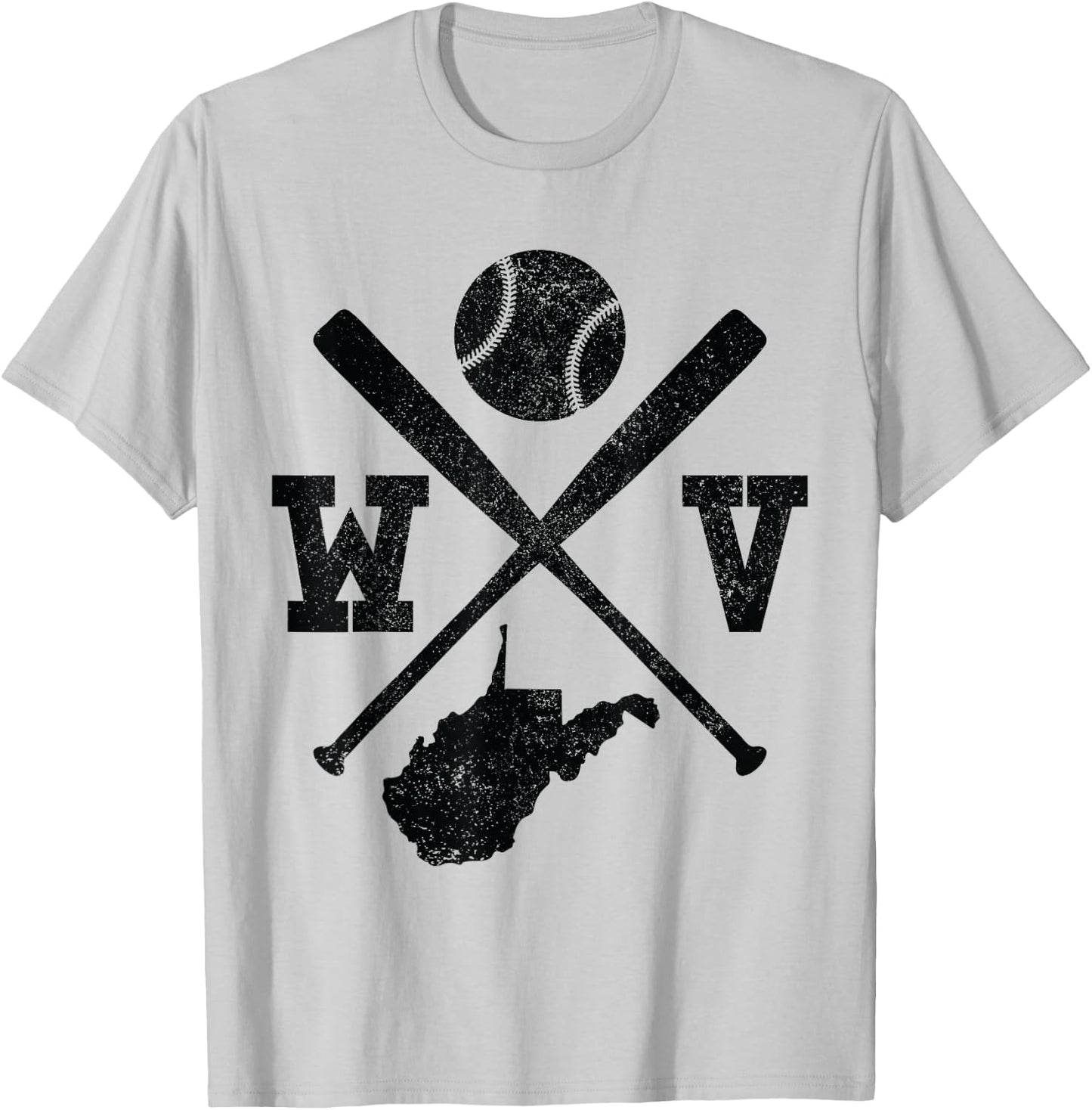 WV USA State - Baseball Player West Virginia T-Shirt - T-Shirt | Ash