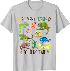 So Many Lizards So Little Time Funny Lizards Reptile Lover T-Shirt - T-Shirt | Ash