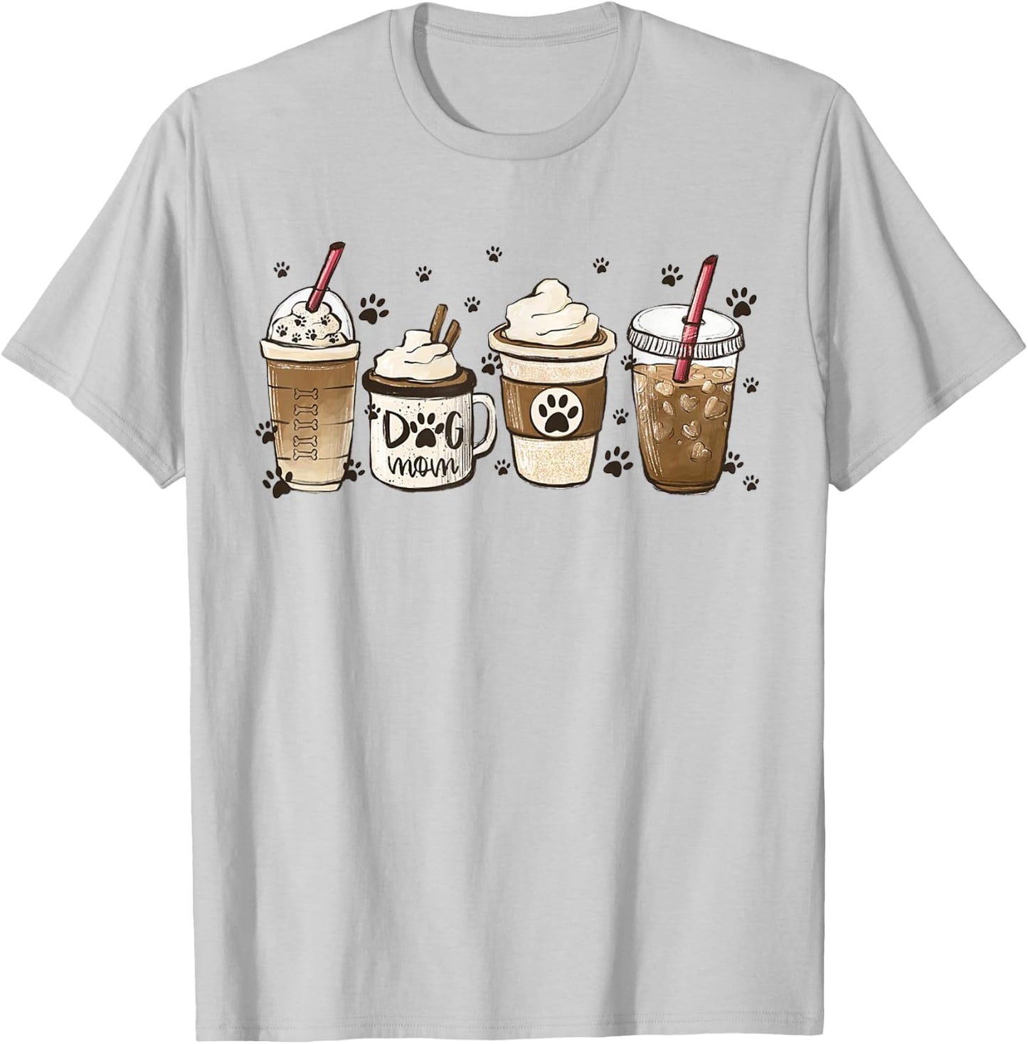 Coffee And Dog Mom Mother's Day Coffee Lover Dog Lover Gift Women T-Shirt - T-Shirt | Ash