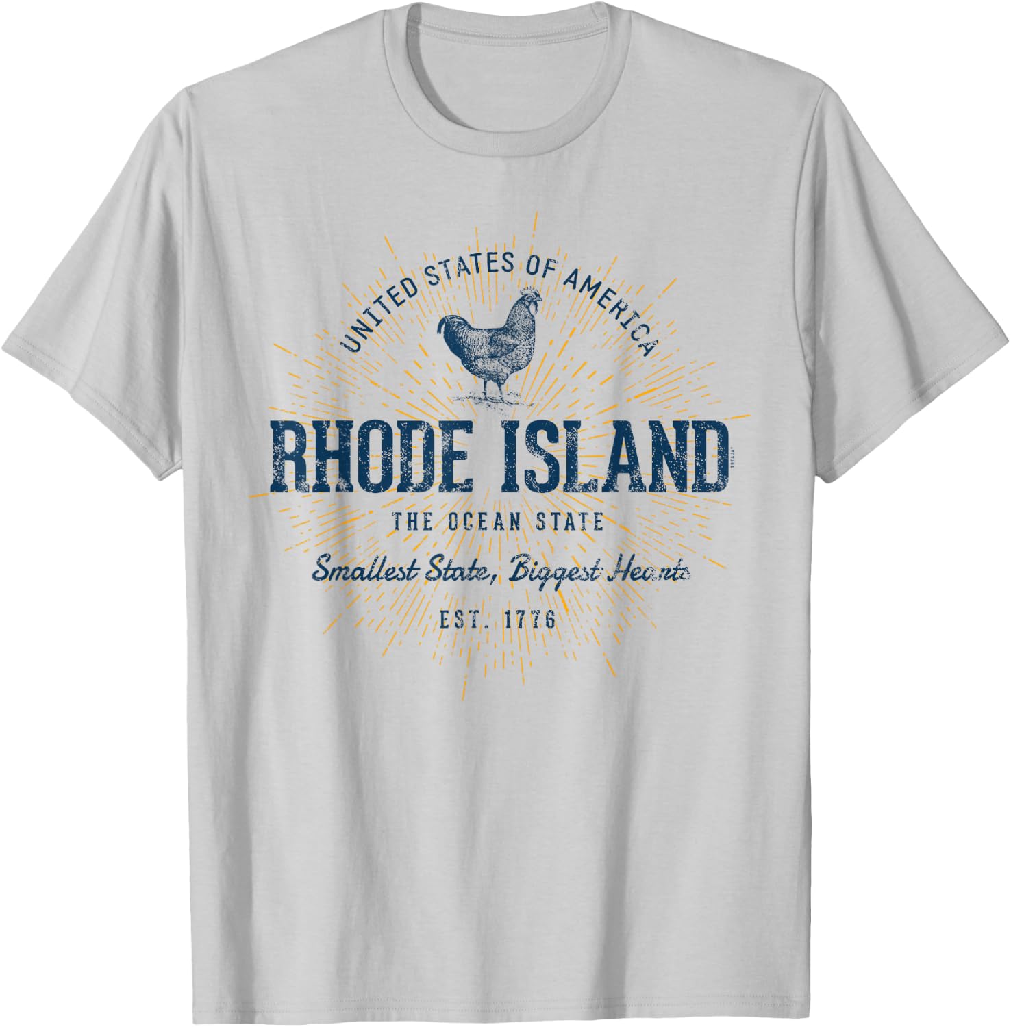 Vintage State of Rhode Island Retro T-Shirt - T-Shirt | Ash