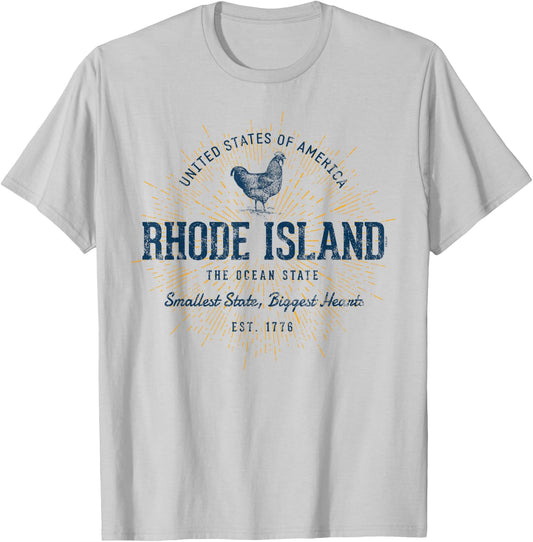 Vintage State of Rhode Island Retro T-Shirt - T-Shirt | Ash