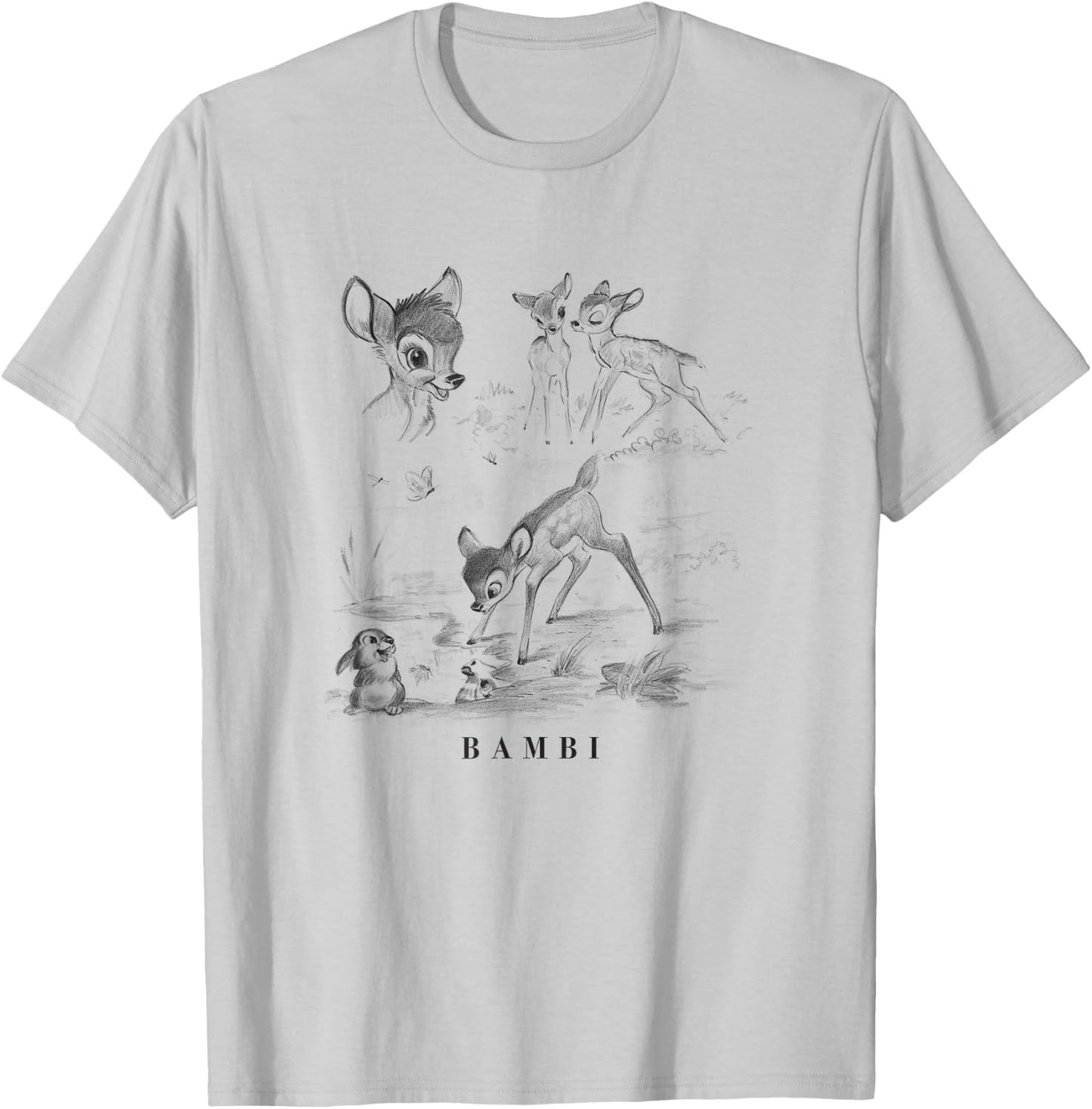 Disney Bambi And Friends Faline Thumper Distressed Sketch T-Shirt - T-Shirt | Ash