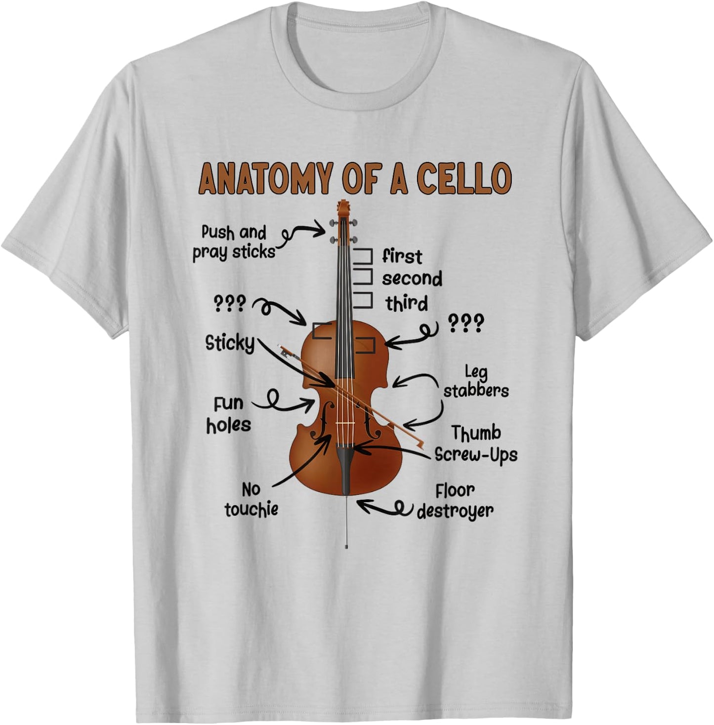 Anatomy Of A Cello Cellist Cello Lover Cello Player T-Shirt - T-Shirt | Ash