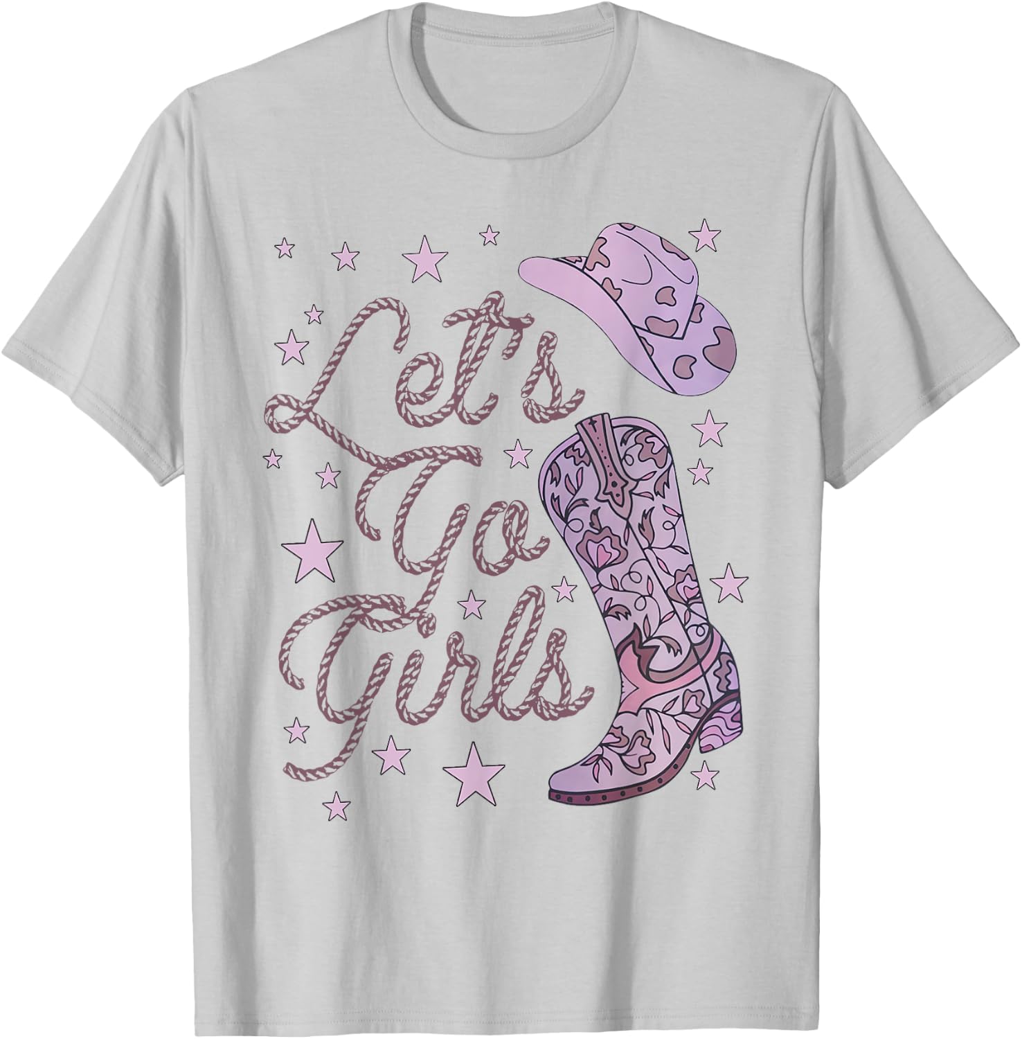 Let's Go Girls Cowgirl Hat Cowboy Boots Bachelorette Party T-Shirt - T-Shirt | Ash