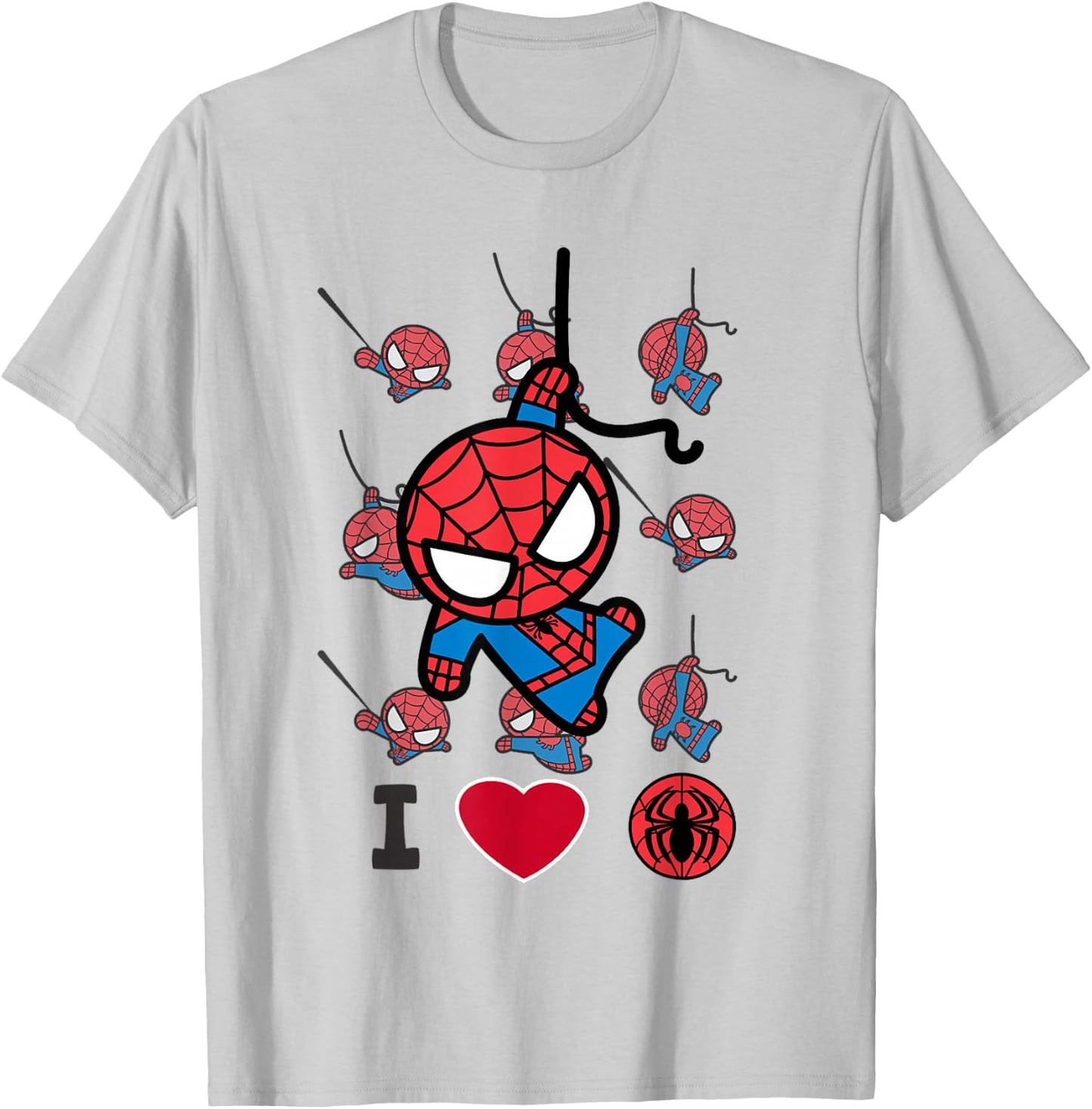 Marvel Kawaii Spider-Man I Heart Spidey Chibi Swinging T-Shirt - T-Shirt | Ash