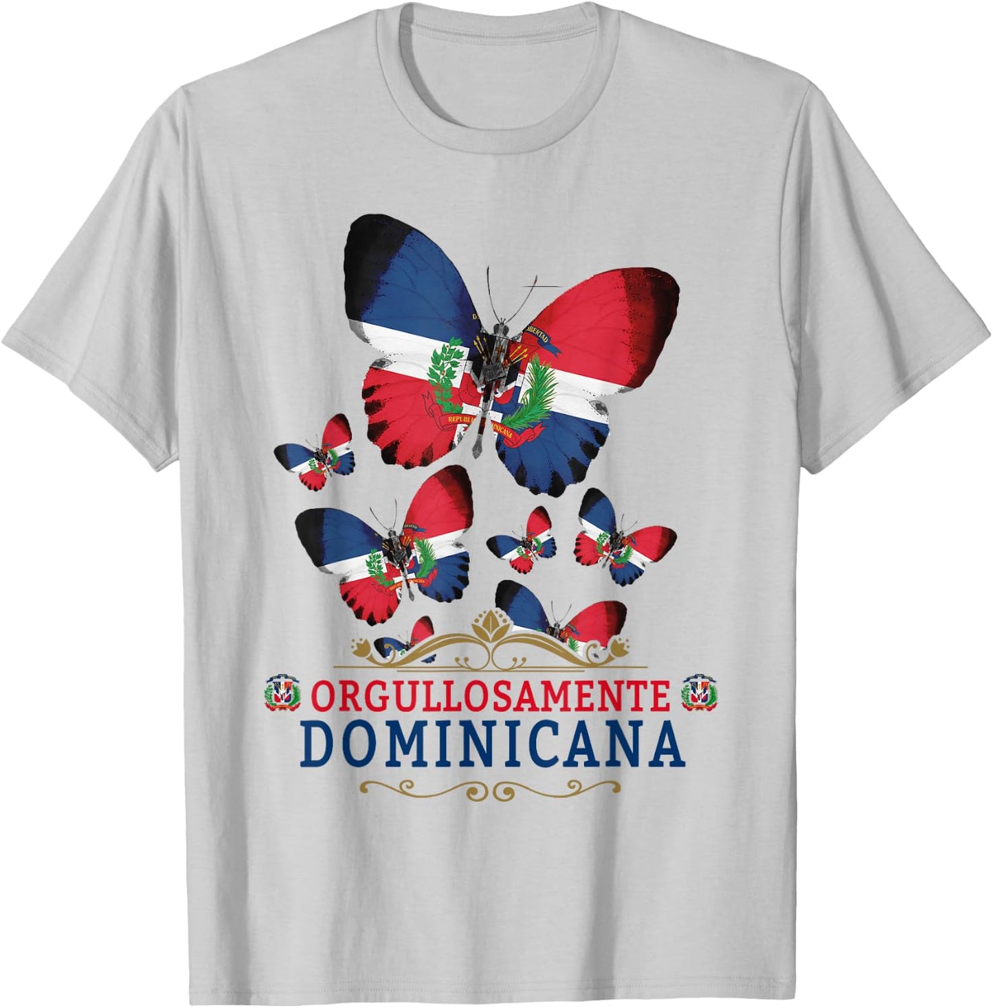 Republica Dominicana Butterfly & Dominican Flag T-Shirt - T-Shirt | Ash