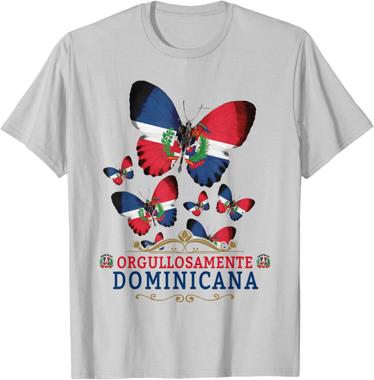 Republica Dominicana Butterfly & Dominican Flag T-Shirt - T-Shirt | Ash