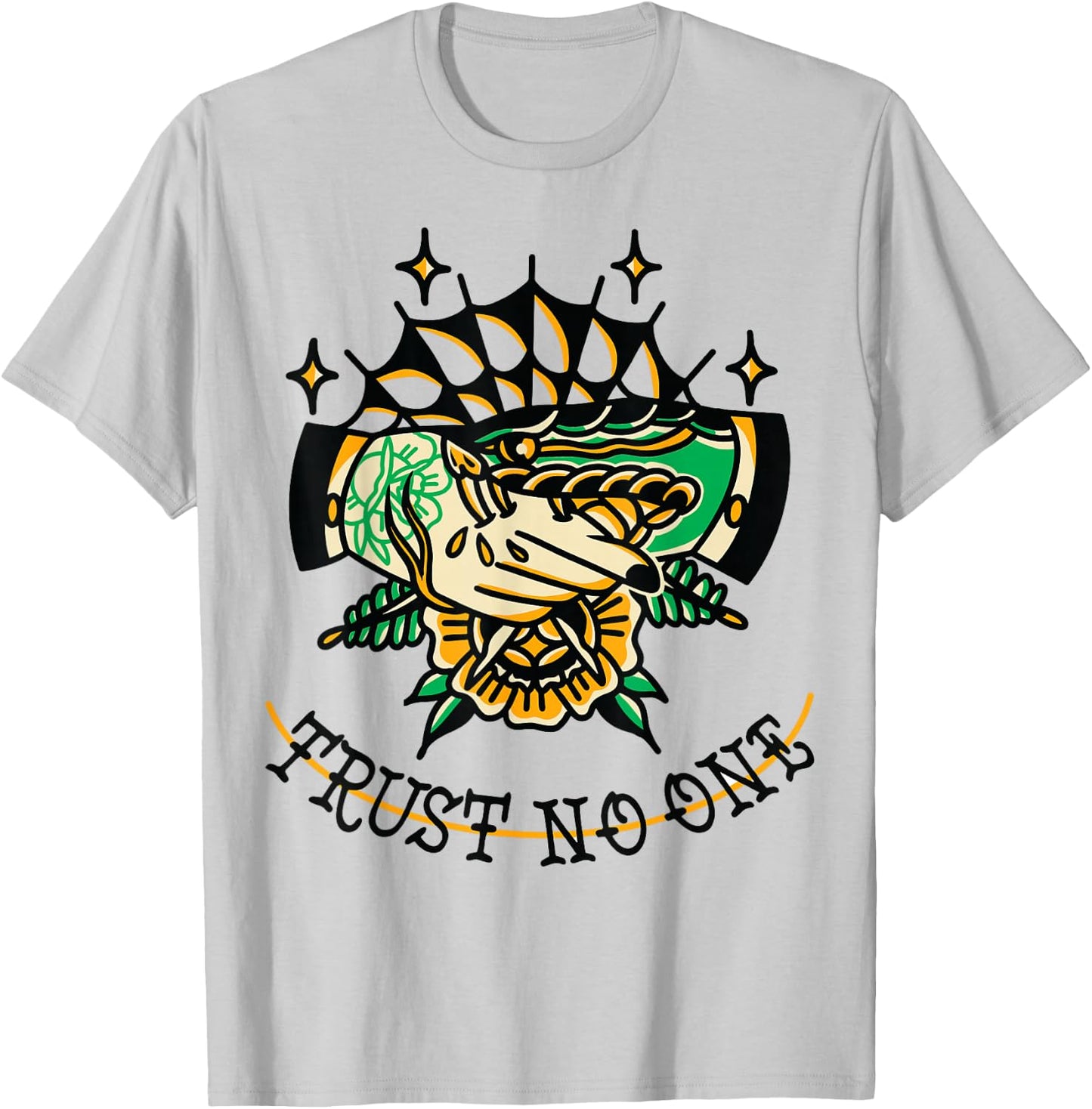Trust No One Alternative Traditional Tattoo Flash Edgy Snake T-Shirt - T-Shirt | Ash