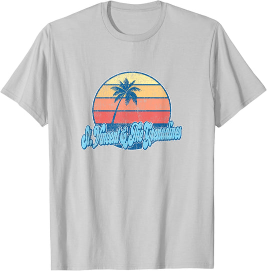 Vintage St. Vincent & The Grenadines Classic 70s Retro Surfe T-Shirt - T-Shirt | Ash