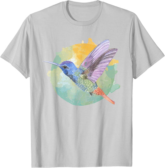 Nature Animal Bird Lover Colorful Vintage Hummingbird T-Shirt - T-Shirt | Ash