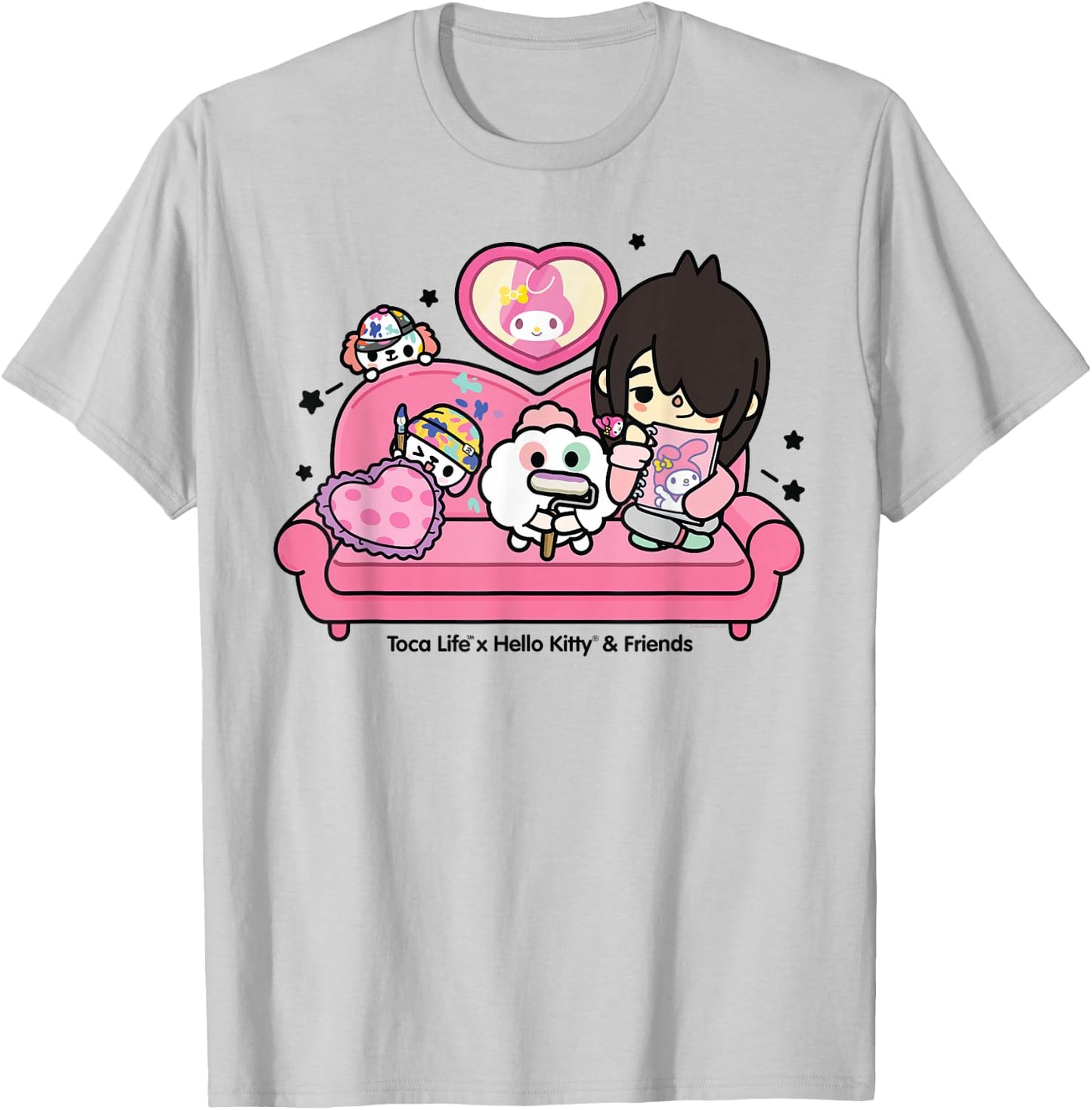 Toca Life x Hello Kitty & Friends My Melody Couch T-Shirt - T-Shirt | Ash