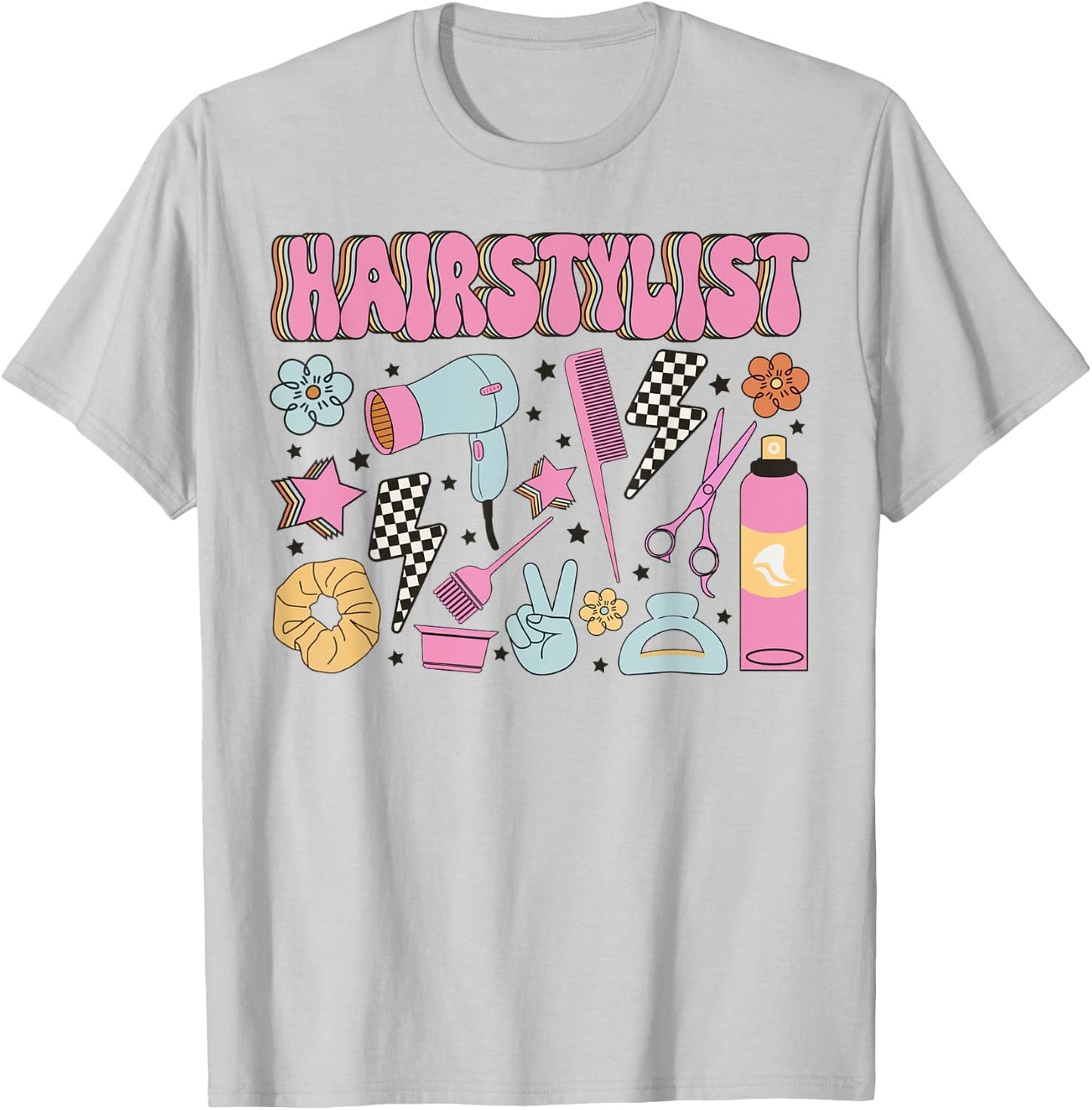 Retro Cosmetology Hairdresser Hair Dresser Hairstylist Tools T-Shirt - T-Shirt | Ash