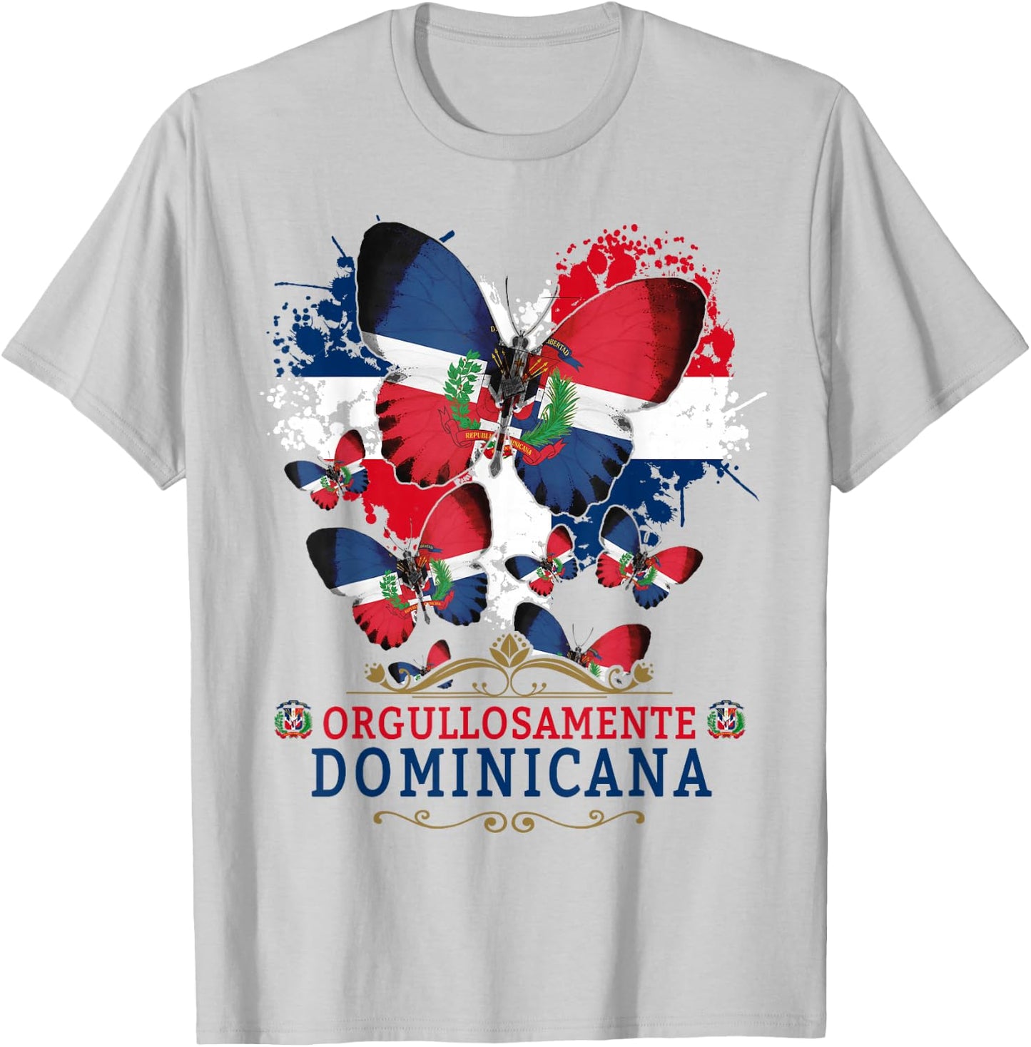 Republica Dominicana Butterfly & Dominican Flag T-Shirt - T-Shirt | Ash