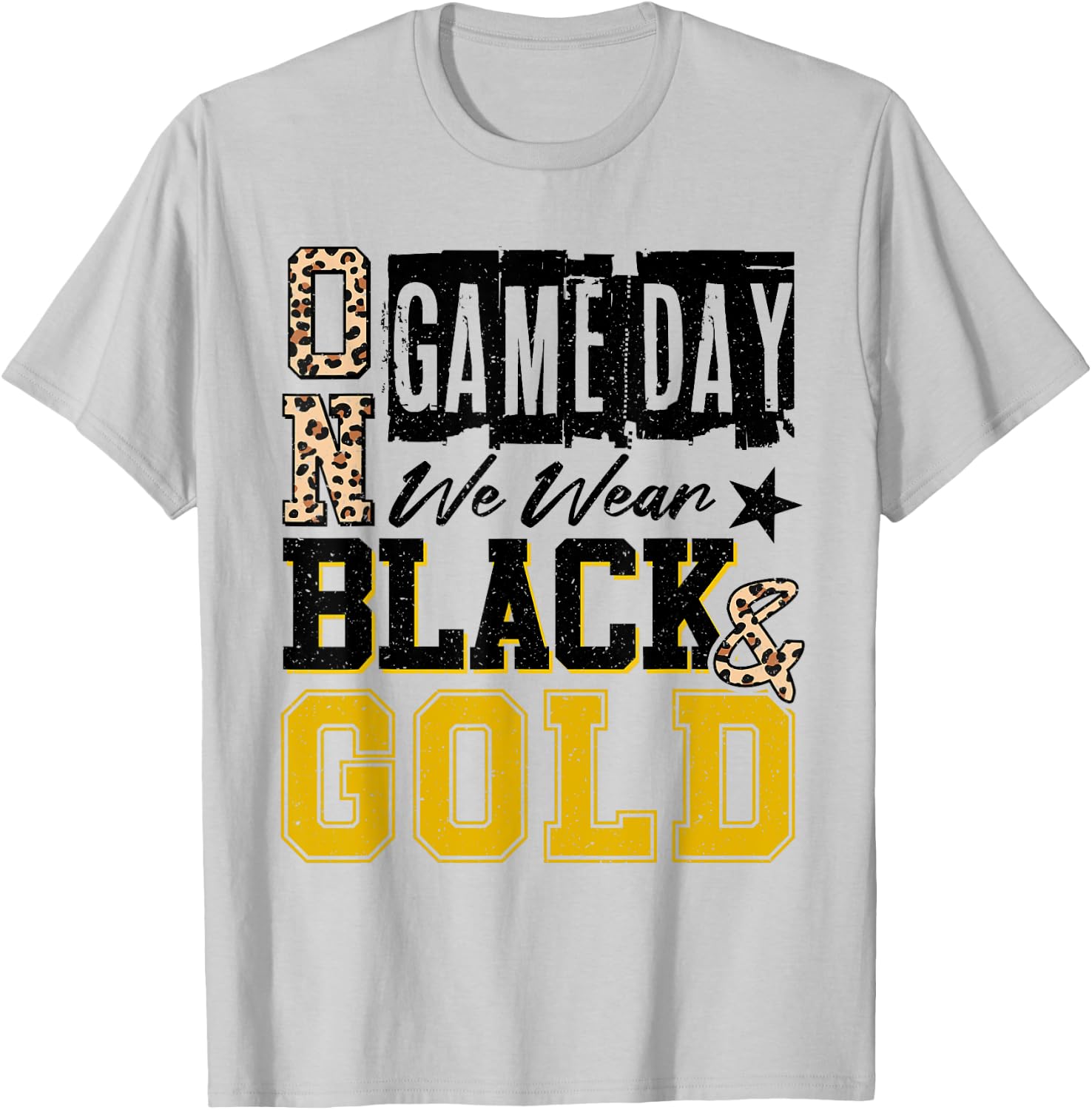 On Gameday Football We Wear Black And Gold School Spirit T-Shirt - T-Shirt | Ash