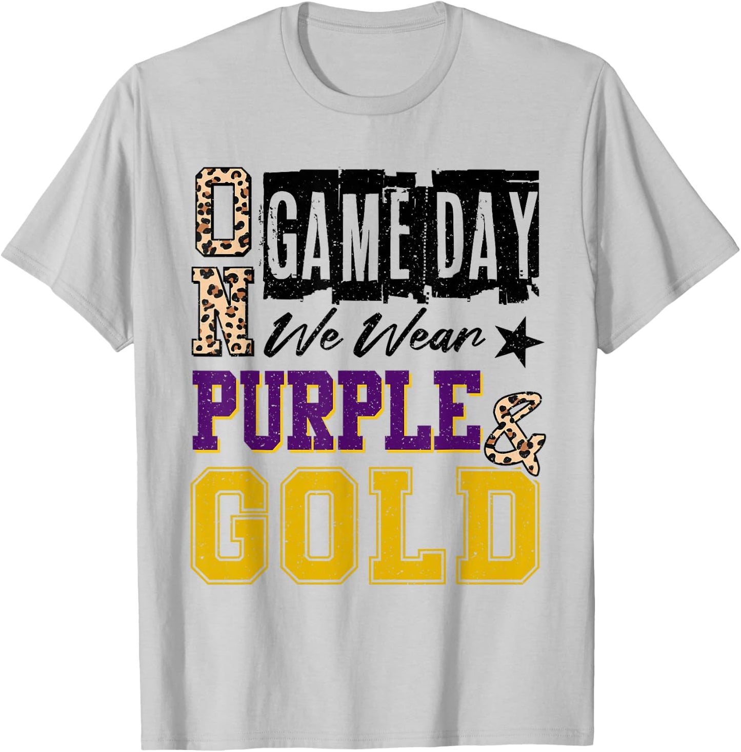 On Gameday Football We Wear Purple And Gold School Spirit T-Shirt - T-Shirt | Ash