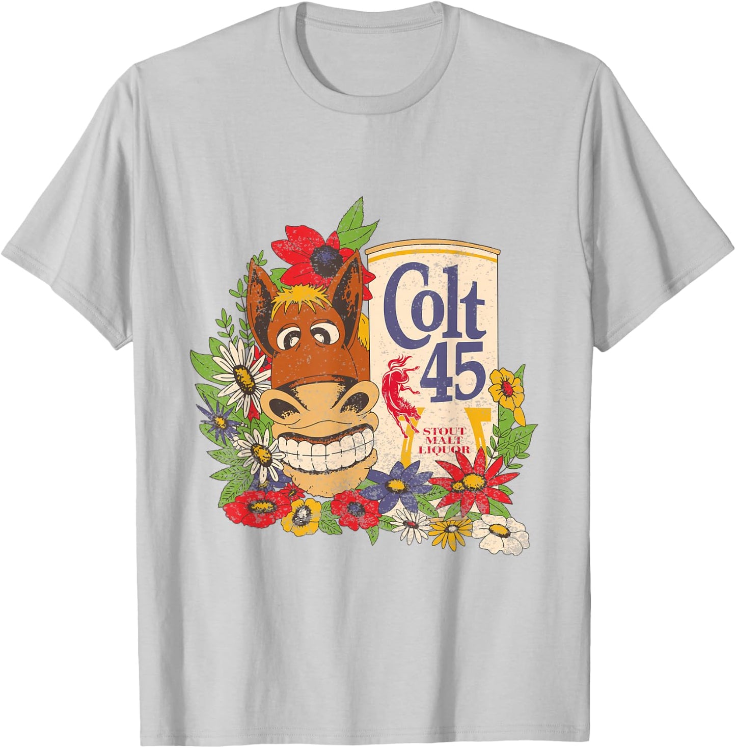 Colt 45 Beer Vintage Donkey - Authentic Licensed Artwork T-Shirt - T-Shirt | Ash