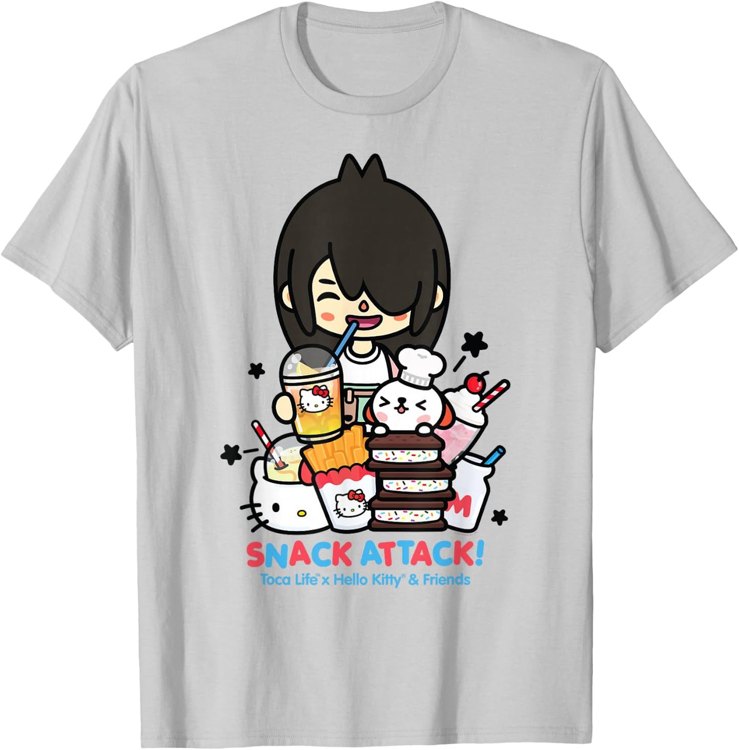 Toca Life x Hello Kitty & Friends Snack Attack! T-Shirt - T-Shirt | Ash