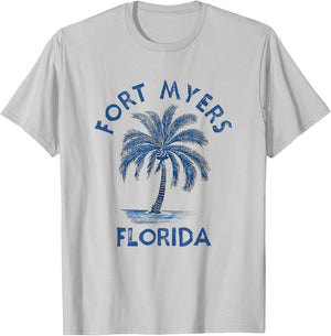 Vintage Fort Myers Florida Palm Tree FL Retro T-Shirt - T-Shirt | Ash