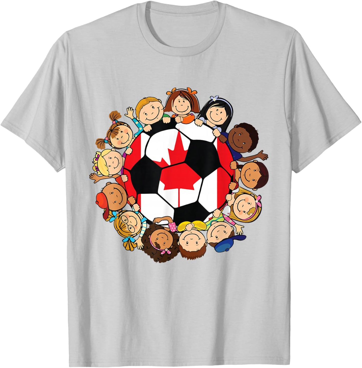Canada Soccer Ball Kids Toddler Girls Around Canadian Flag T-Shirt - T-Shirt | Ash