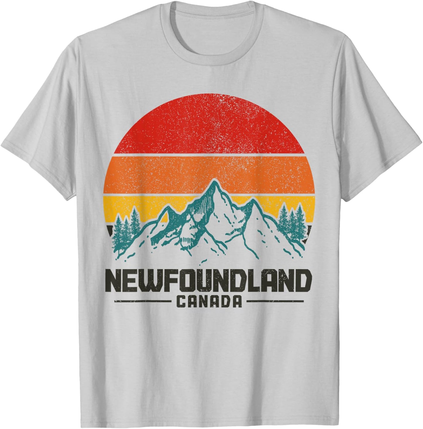 Newfoundland Canada Vintage Mountains Hiking Nature Canadian T-Shirt - T-Shirt | Ash
