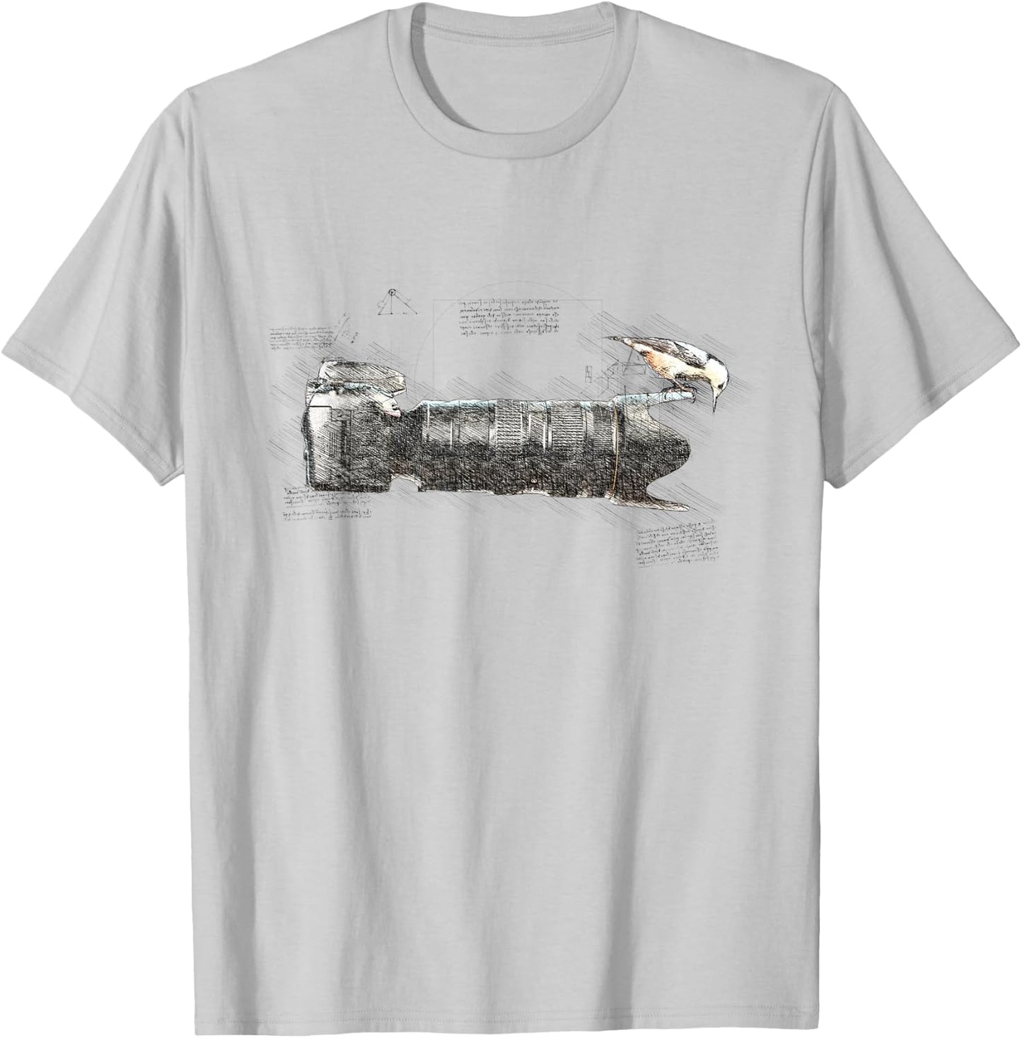 Bird on Long Lens Camera Photography Bird Photographer T-Shirt - T-Shirt | Ash