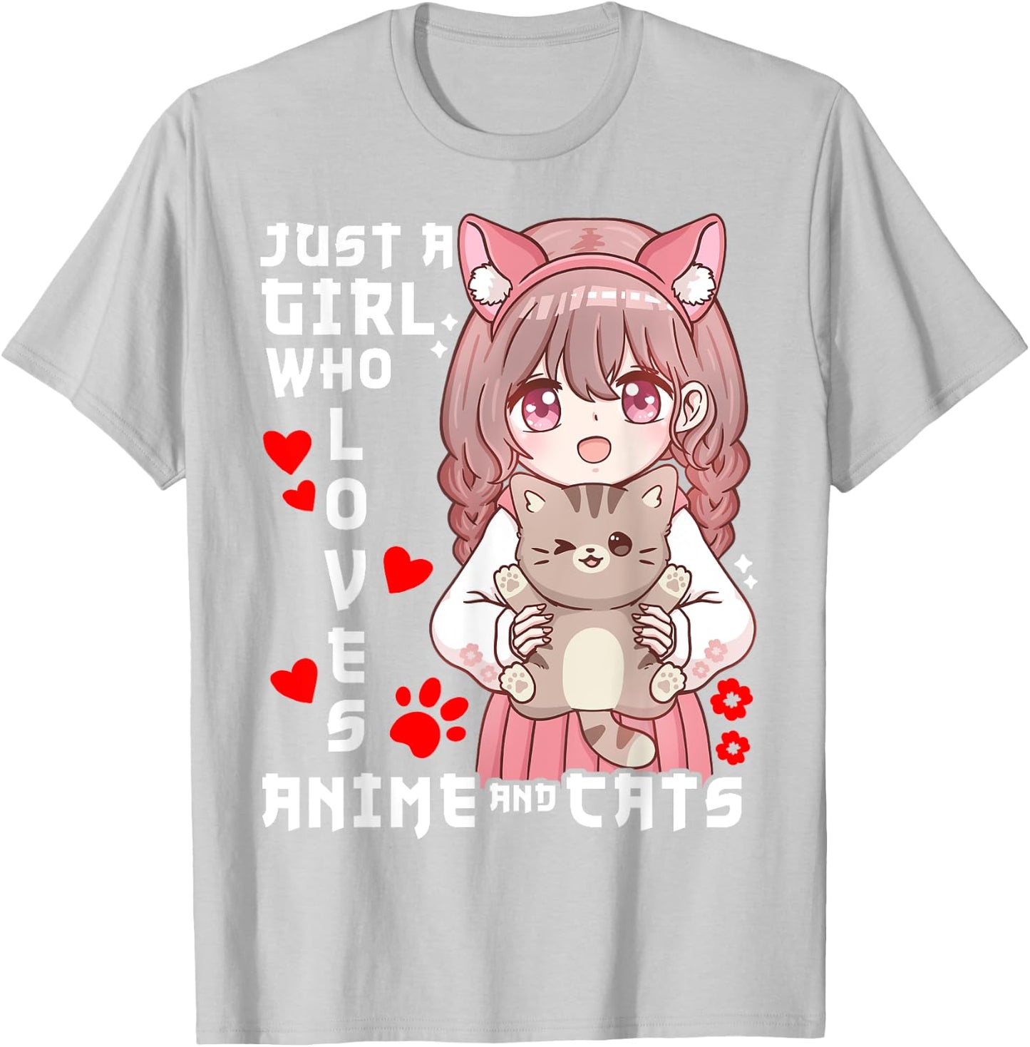 Anime Cat Girl Just a Girl Who Loves Anime and Cats T-Shirt - T-Shirt | Ash