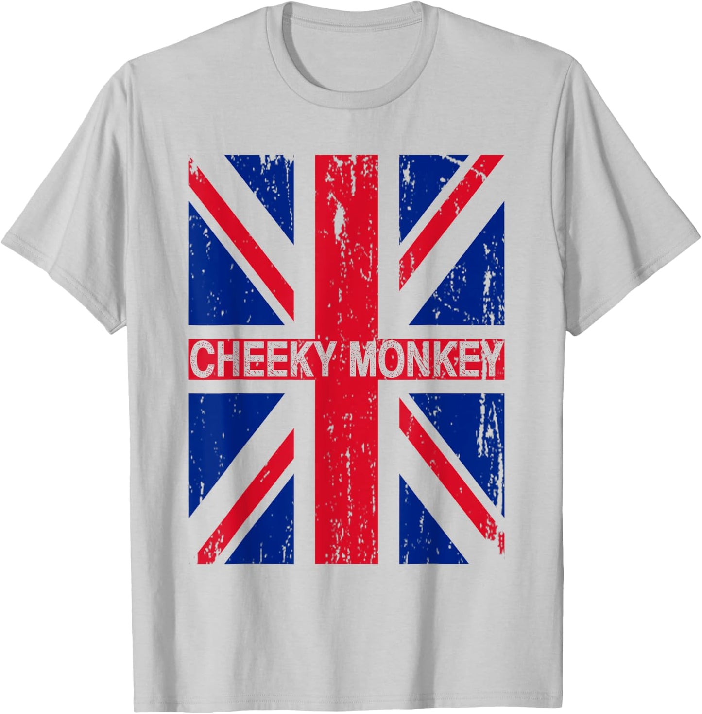 Cheeky Monkey Union Jack Great Britain Flag British Slang T-Shirt - T-Shirt | Ash