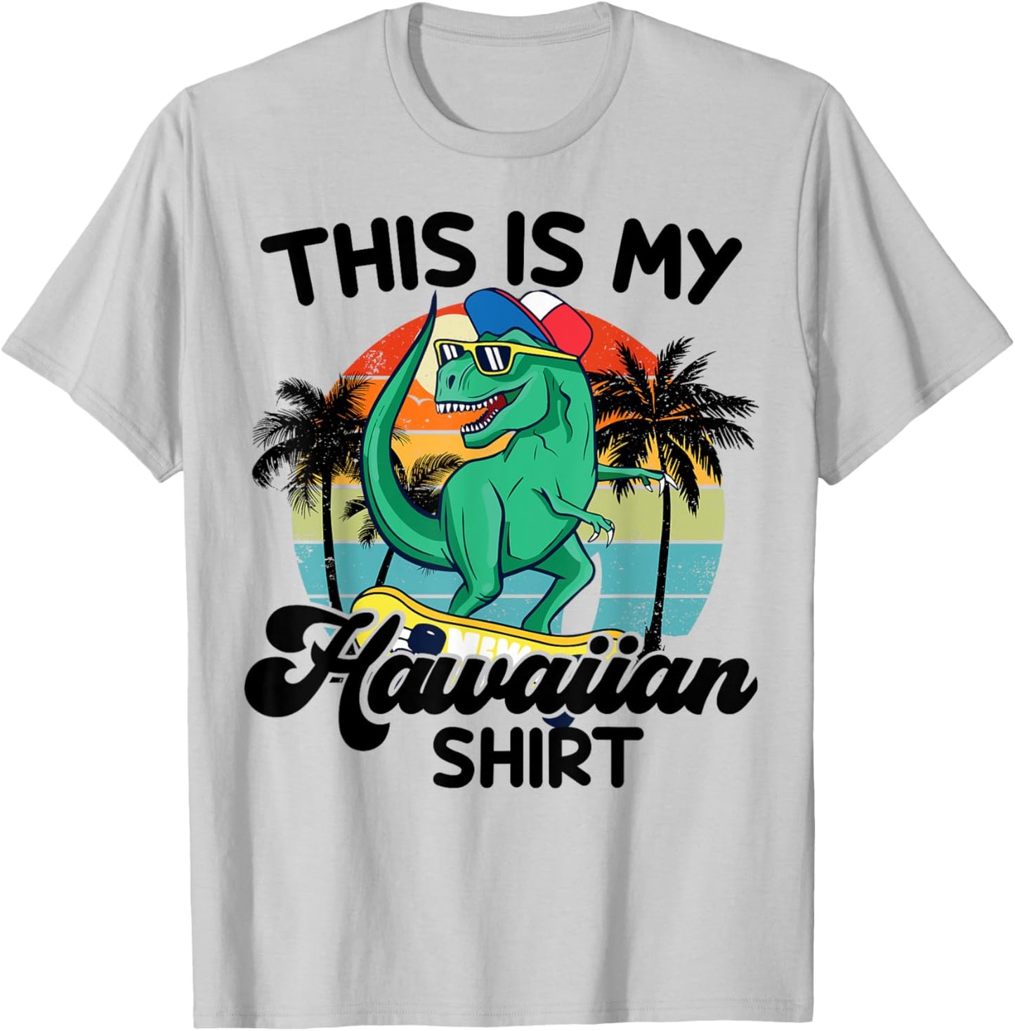 Boy This is My Hawaiian-Shirt Kids Toddler Funny Hawaii Dino T-Shirt - T-Shirt | Ash