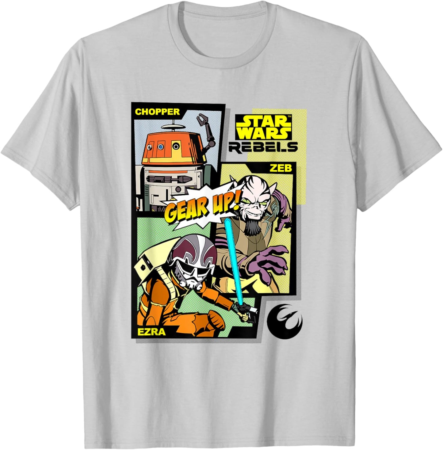 Star Wars Rebels Gear Up! Chopper Ezra & Zeb Comic Panels T-Shirt - T-Shirt | Ash