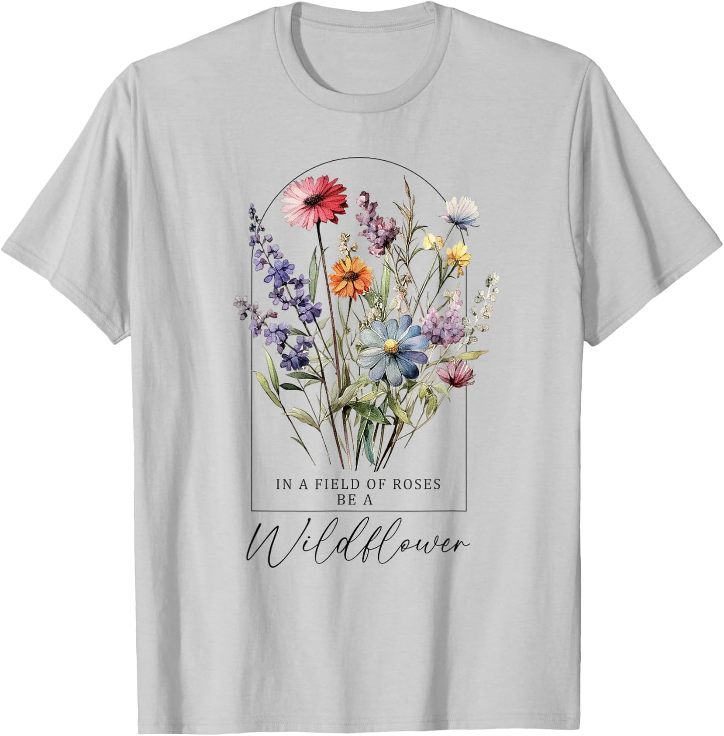 Summer Flowers Graphic Gardening Blooming Floral Wildflower T-Shirt - T-Shirt | Ash