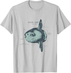Ocean Sunfish Anatomy Marine Biologist T-Shirt - T-Shirt | Ash