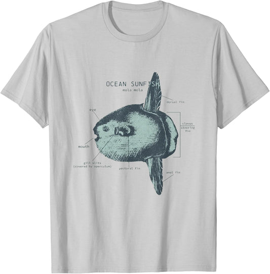Ocean Sunfish Anatomy Marine Biologist T-Shirt - T-Shirt | Ash