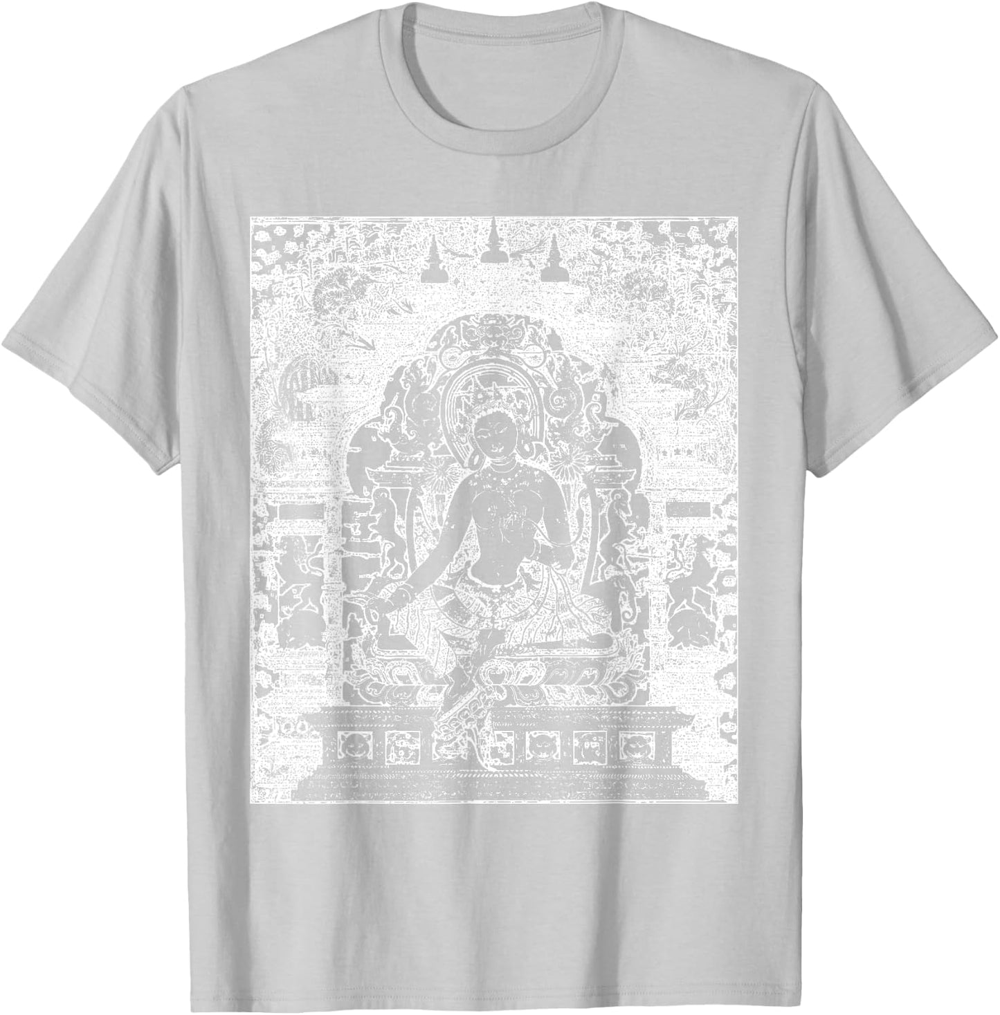 Green Tara Mantra Buddha Tibetan Vajrayana Buddhism T-Shirt - T-Shirt | Ash