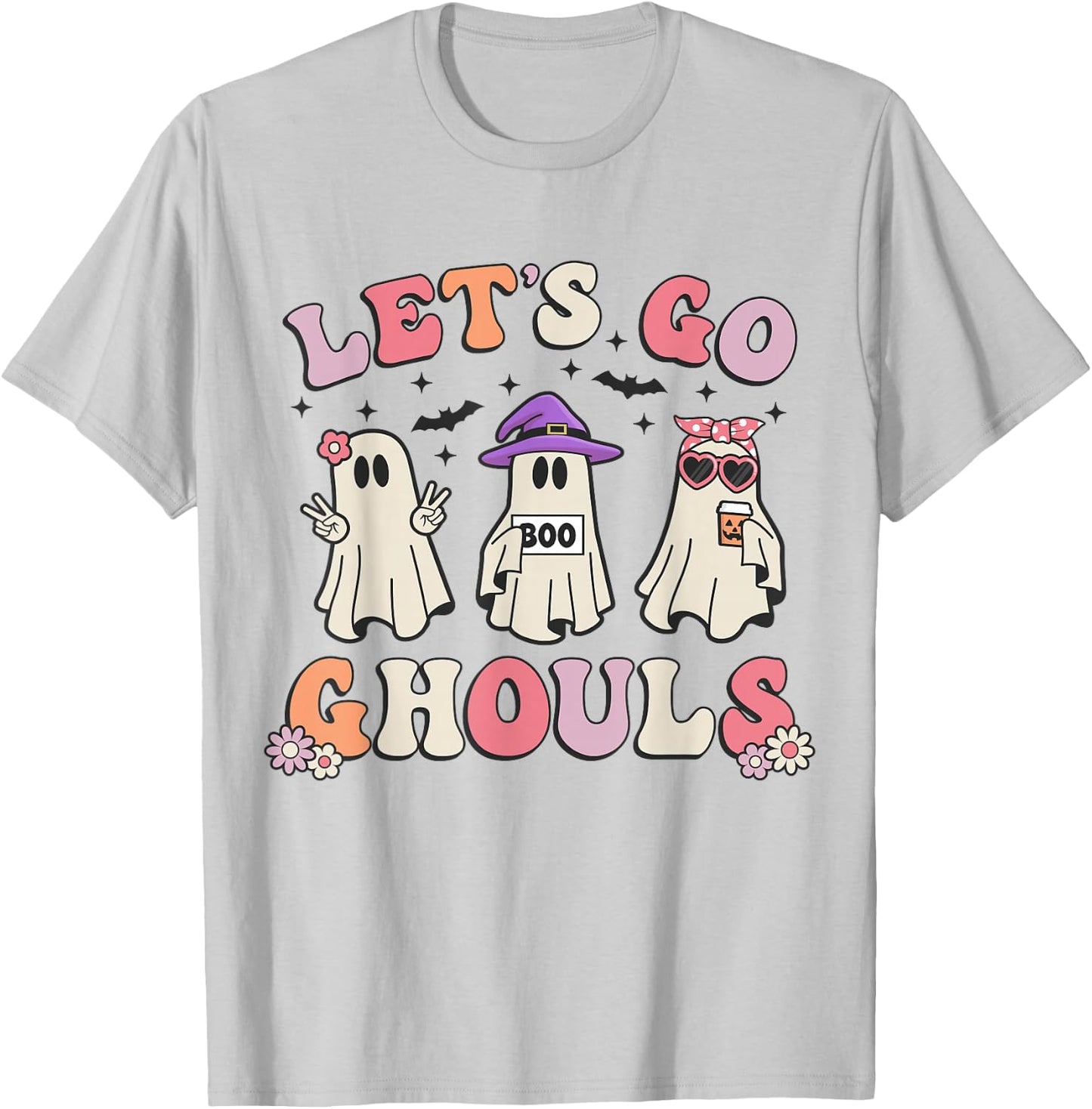 Lets Go Ghouls Retro Halloween Ghost Women Toddler Girl T-Shirt - T-Shirt | Ash