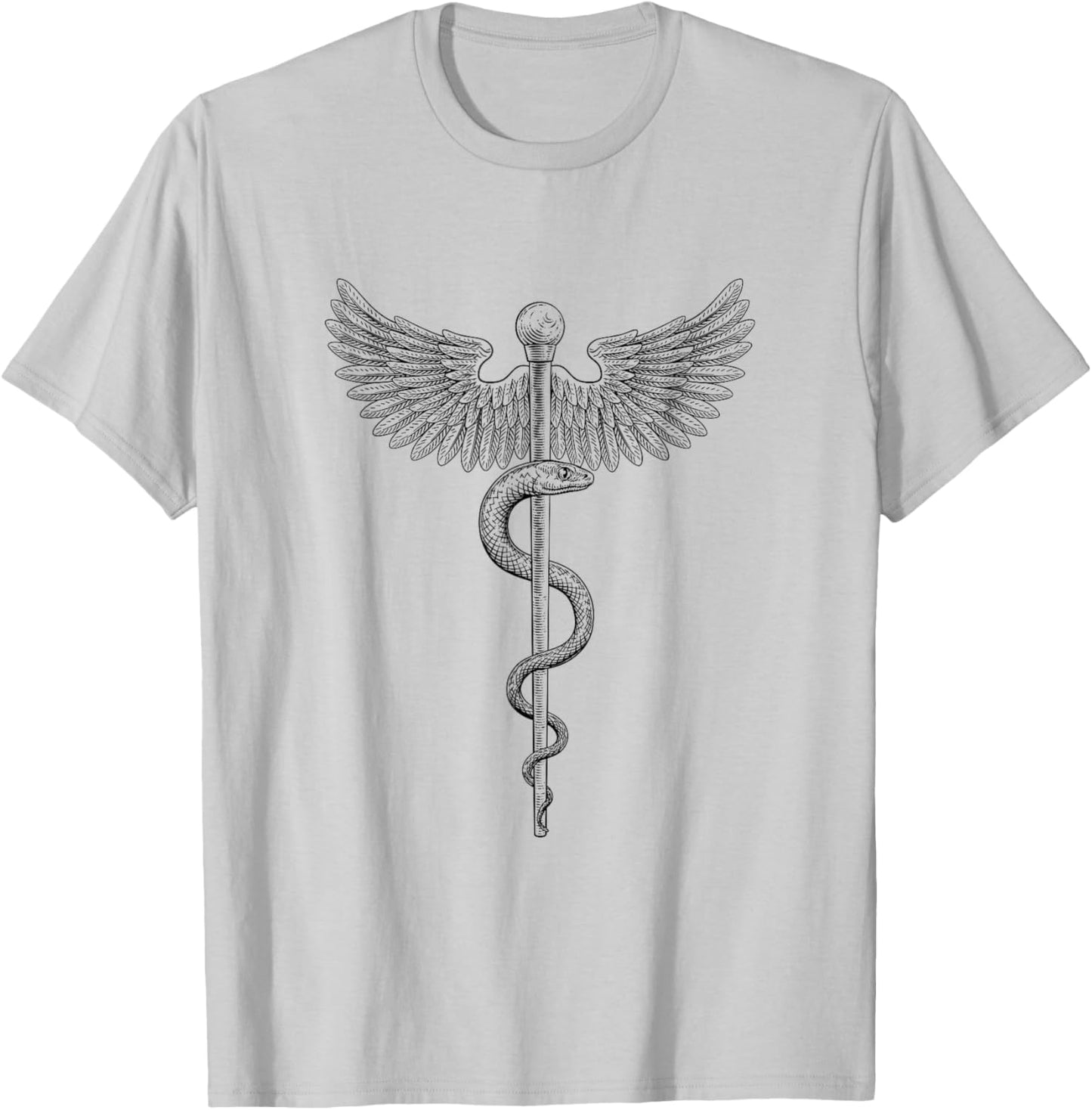 Rod of Asclepius Vintage Medical Doctor Snake T-Shirt - T-Shirt | Ash