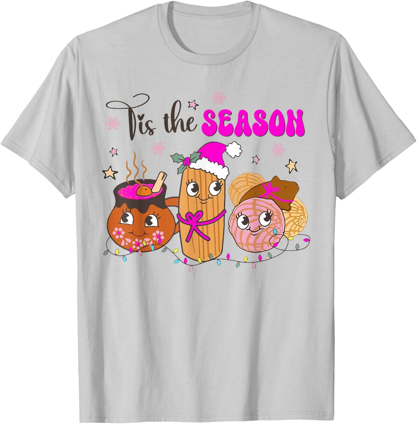 Tis The Season Conchas Cafecito Pan Dulce Mexican Christmas T-Shirt - T-Shirt | Ash