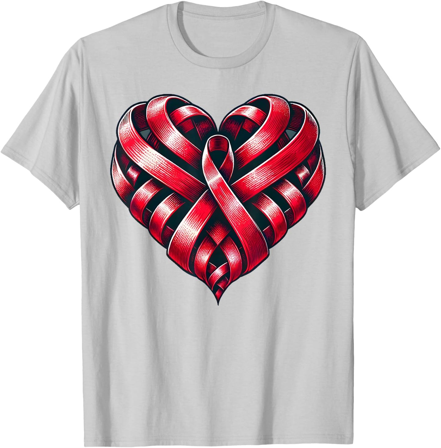 Red Ribbon Heart Unity World AIDS Day T-Shirt - T-Shirt | Ash