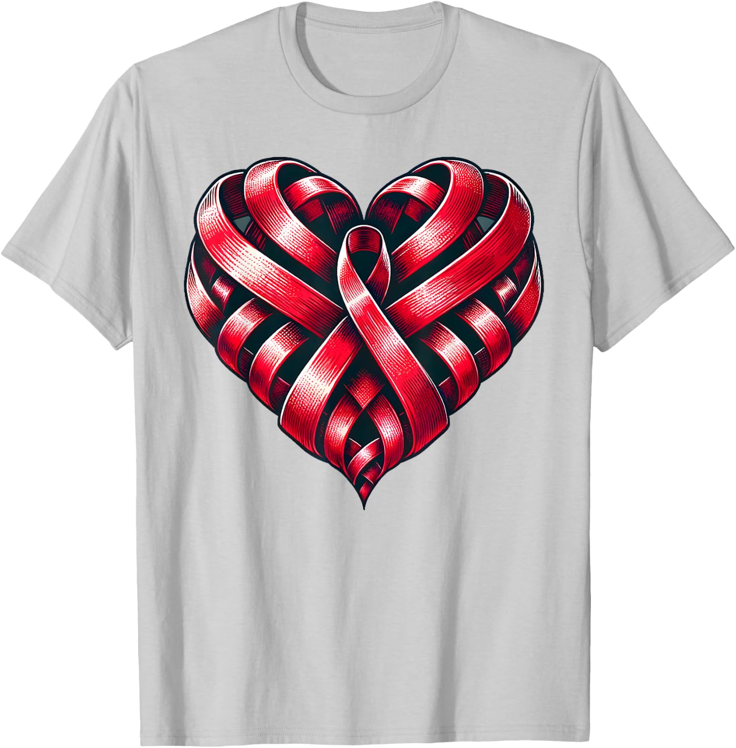 Red Ribbon Heart Unity World AIDS Day T-Shirt - T-Shirt | Ash