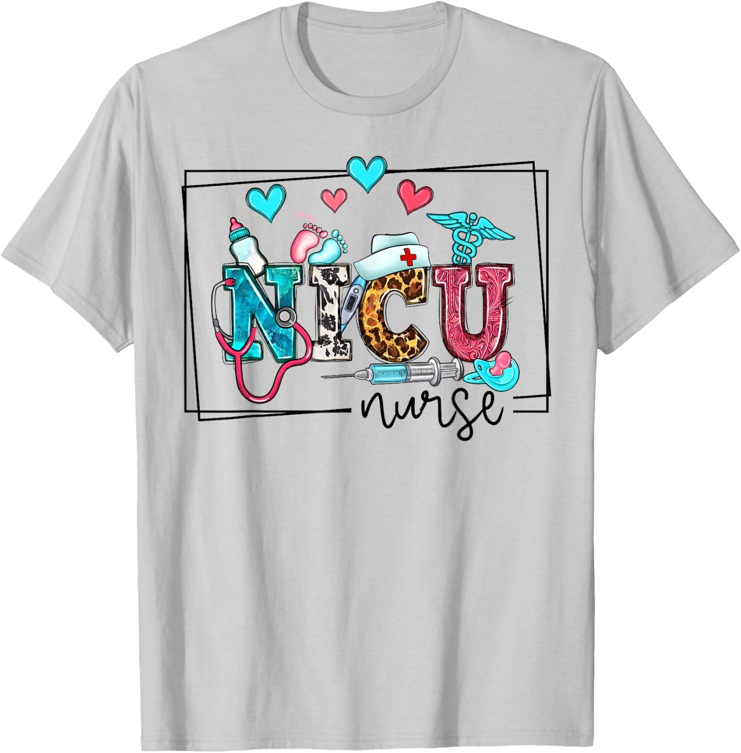 NICU ICU Neonatal Intensive Care Unit Nursing Appreciation T-Shirt - T-Shirt | Ash