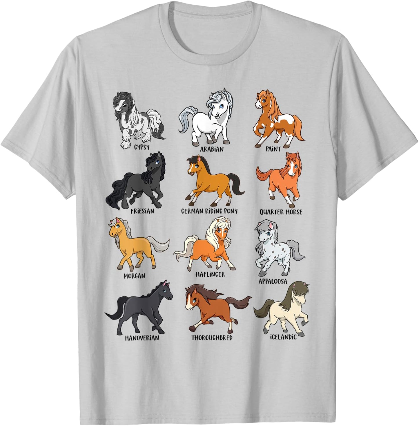 Horse lover - comic Kawaii horses T-Shirt - T-Shirt | Ash