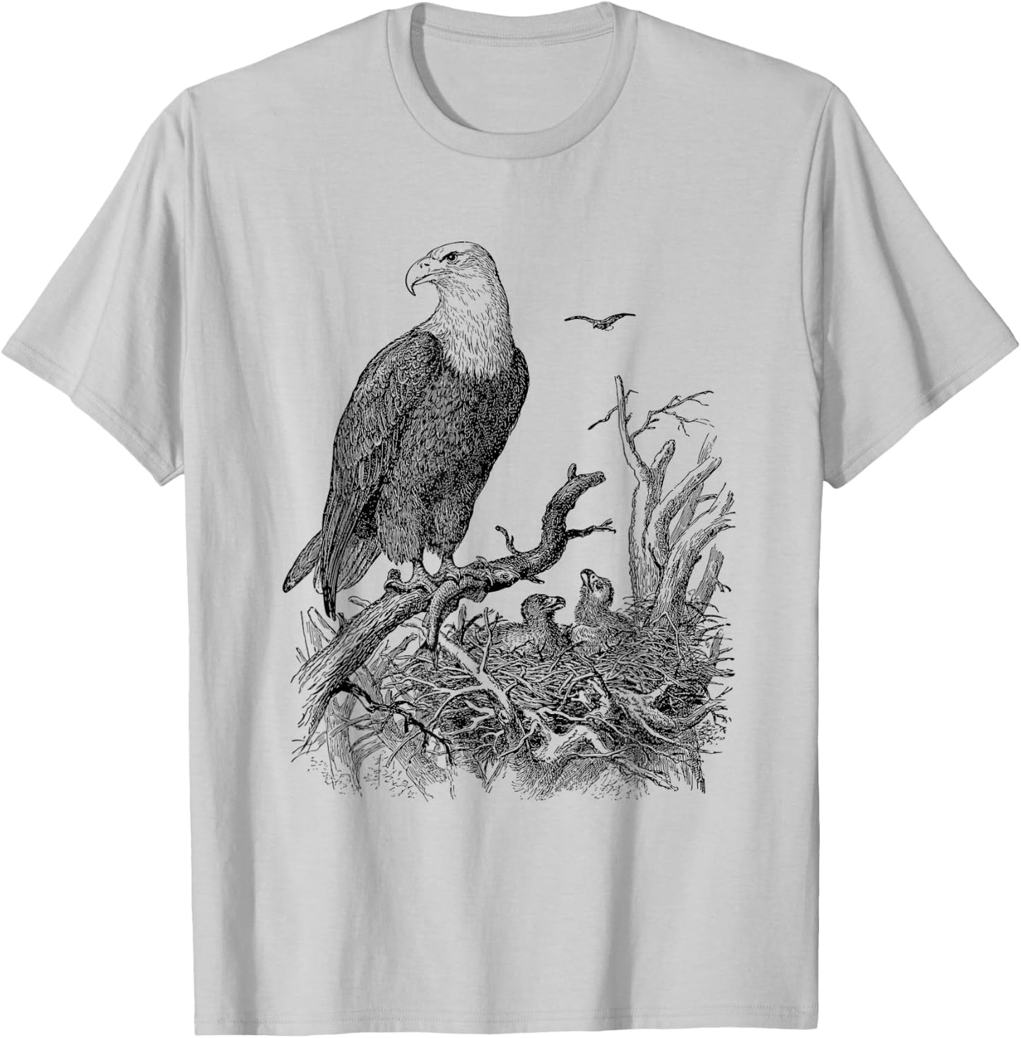 Bald Eagle Shirt Mother Eagle with Her Eaglets T-Shirt - T-Shirt | Ash